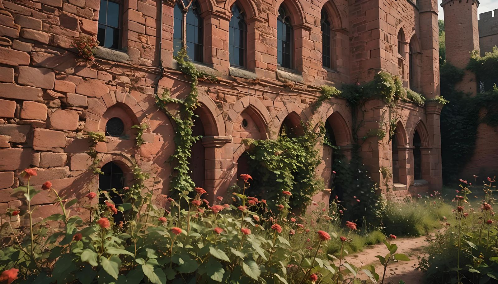 Medieval Castle Ruins in Summer Light: Realistic Photo