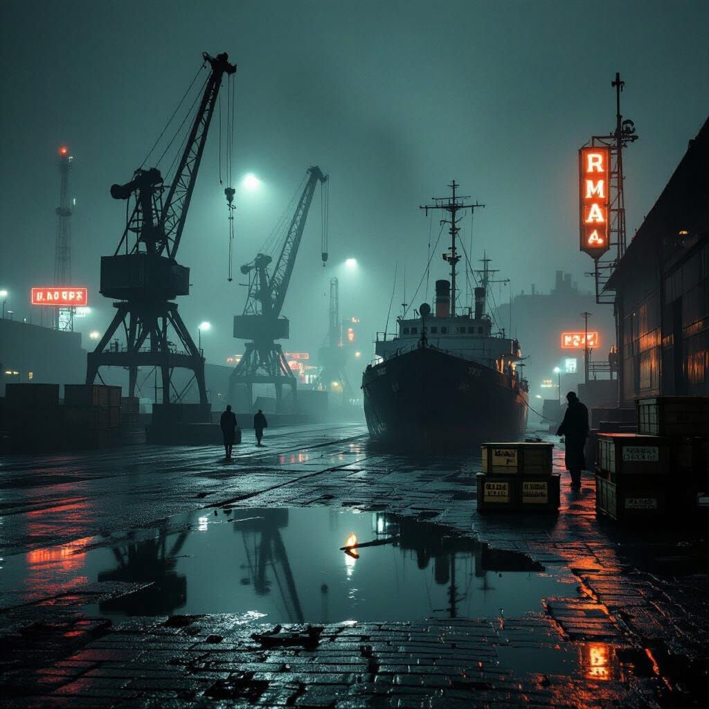 Danzig Docks at Night, Film Noir Style