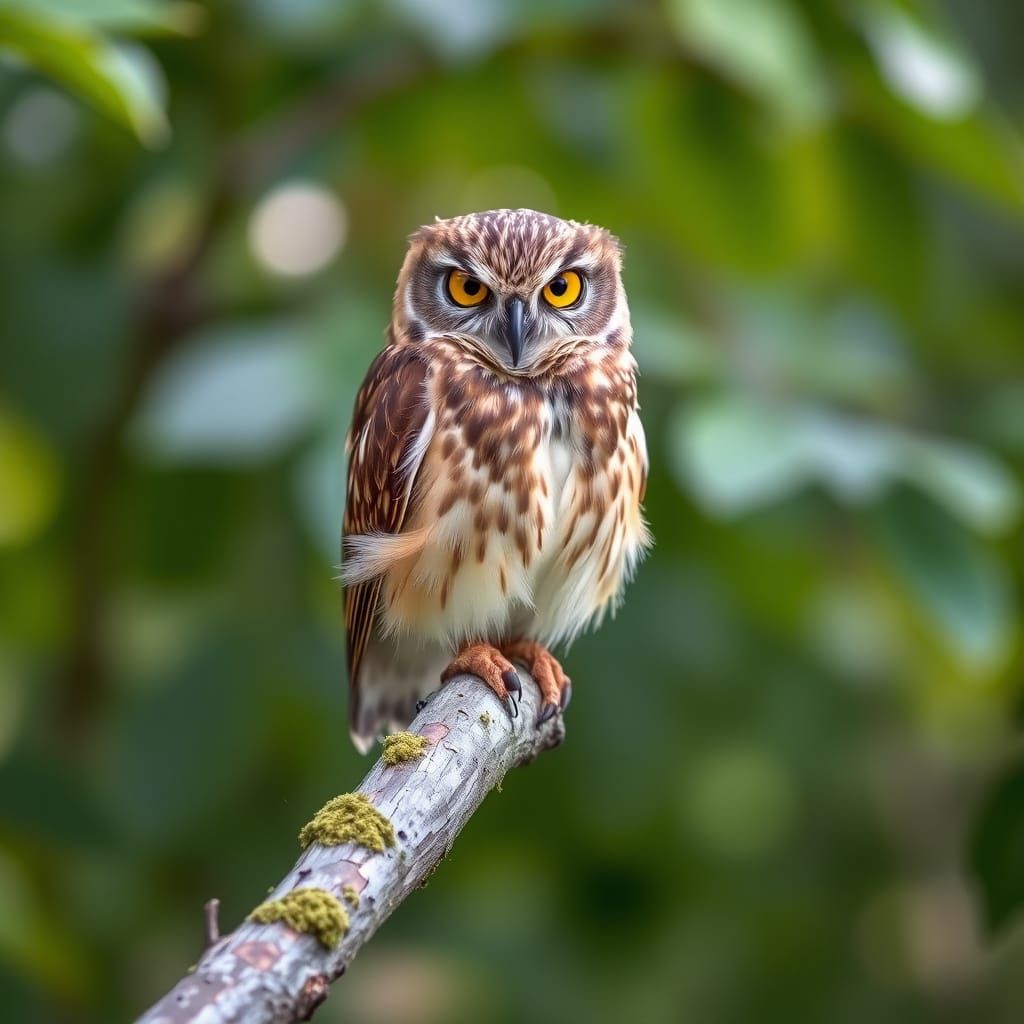 Owl or Hawk Perched on Branch in Wildlife Photography Style