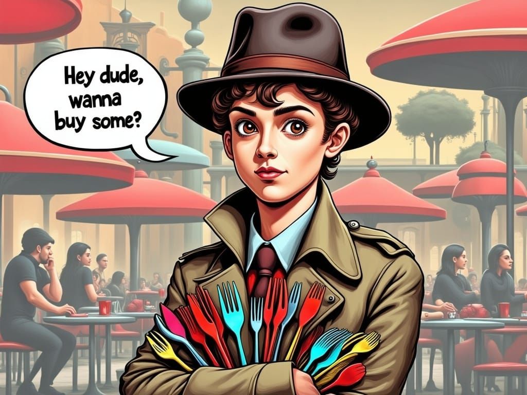 Surreal Dreamscapes: A Dashing Man in a Vibrant Restaurant S...