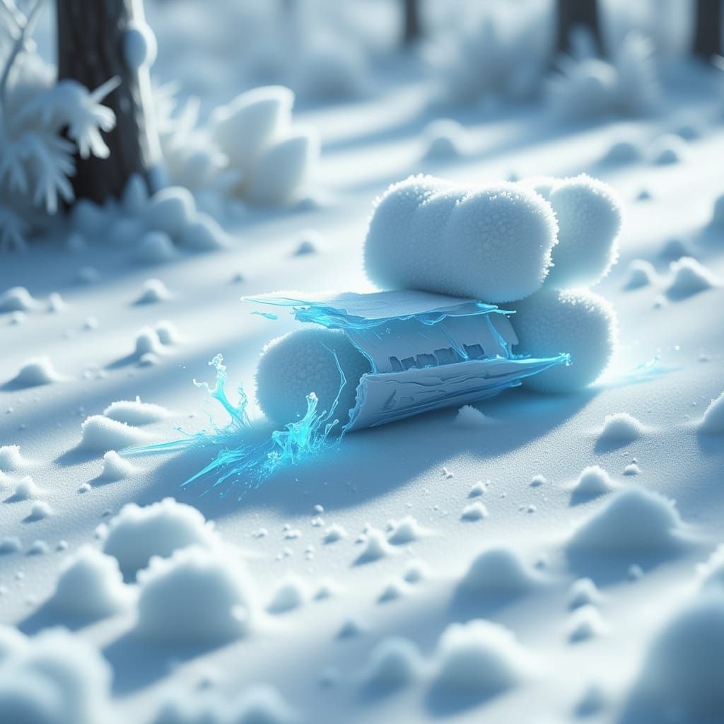 White Object with Blue Shadow on Snow