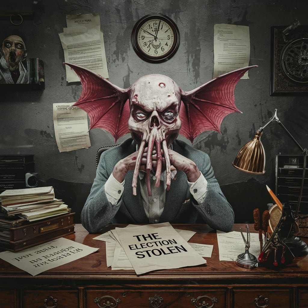 Lovecraftian Desk with Political Papers