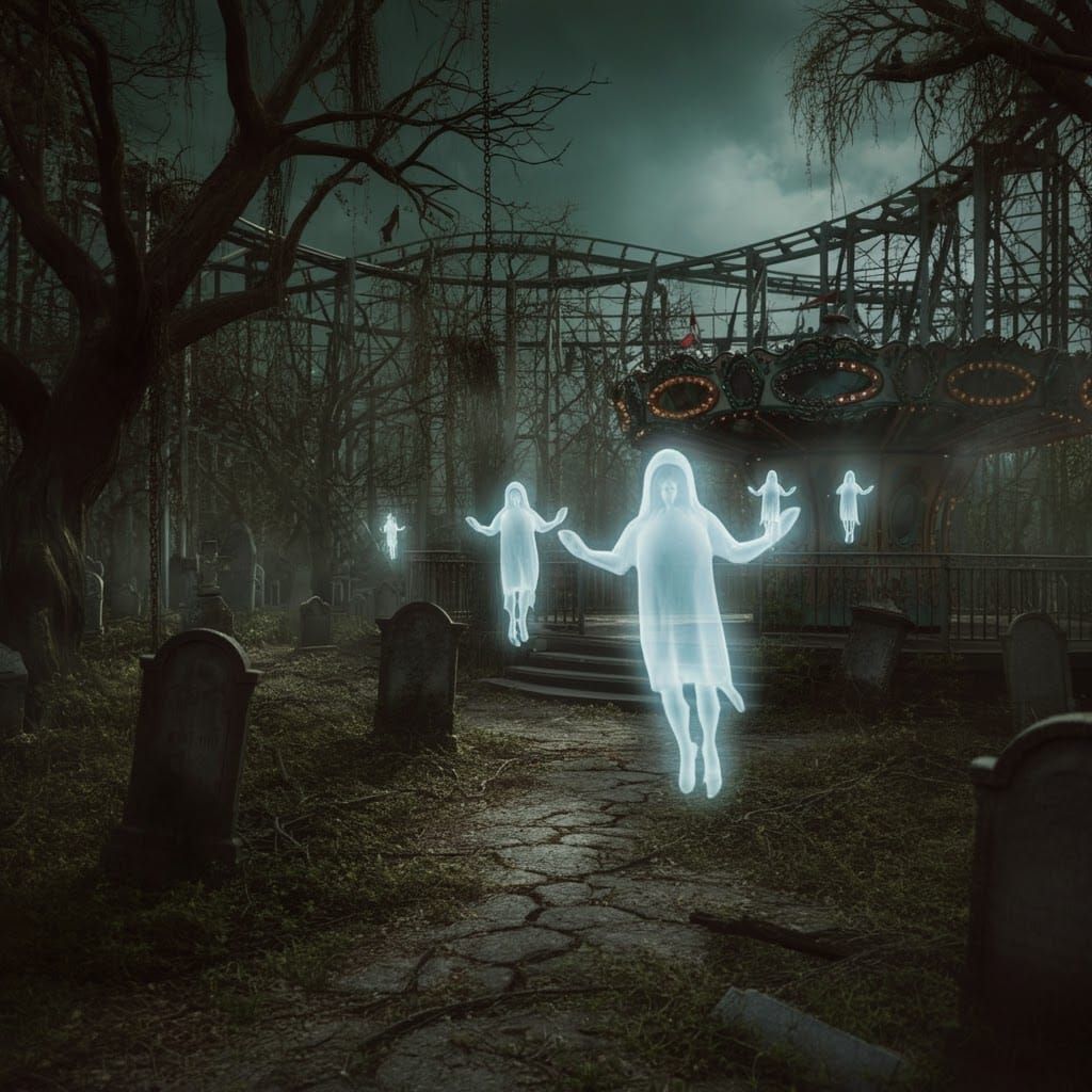 Haunted Theme Park in Cemetery Dreamscape
