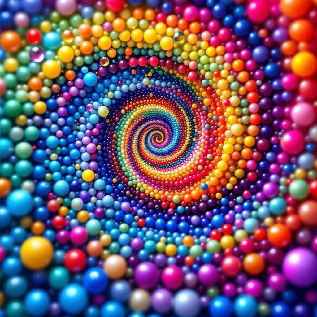 Hypnotic Whirlpool of Colorful Concentric Beads