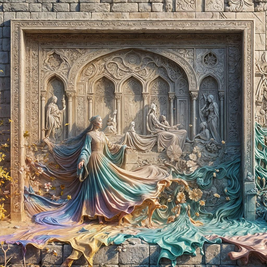 Enchanted Princess Awakens from Bas Relief