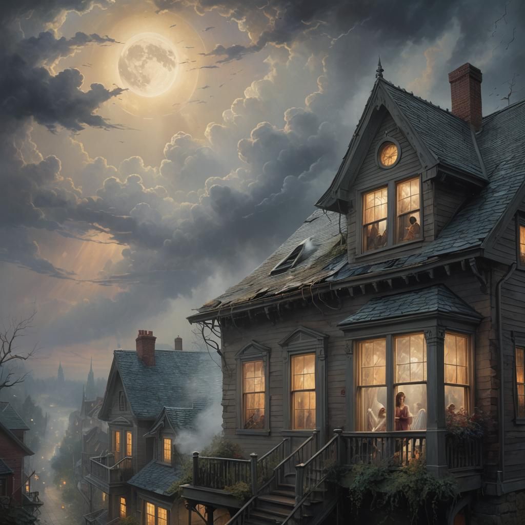 Haunting Woman in Kinkade-Inspired Fantasy
