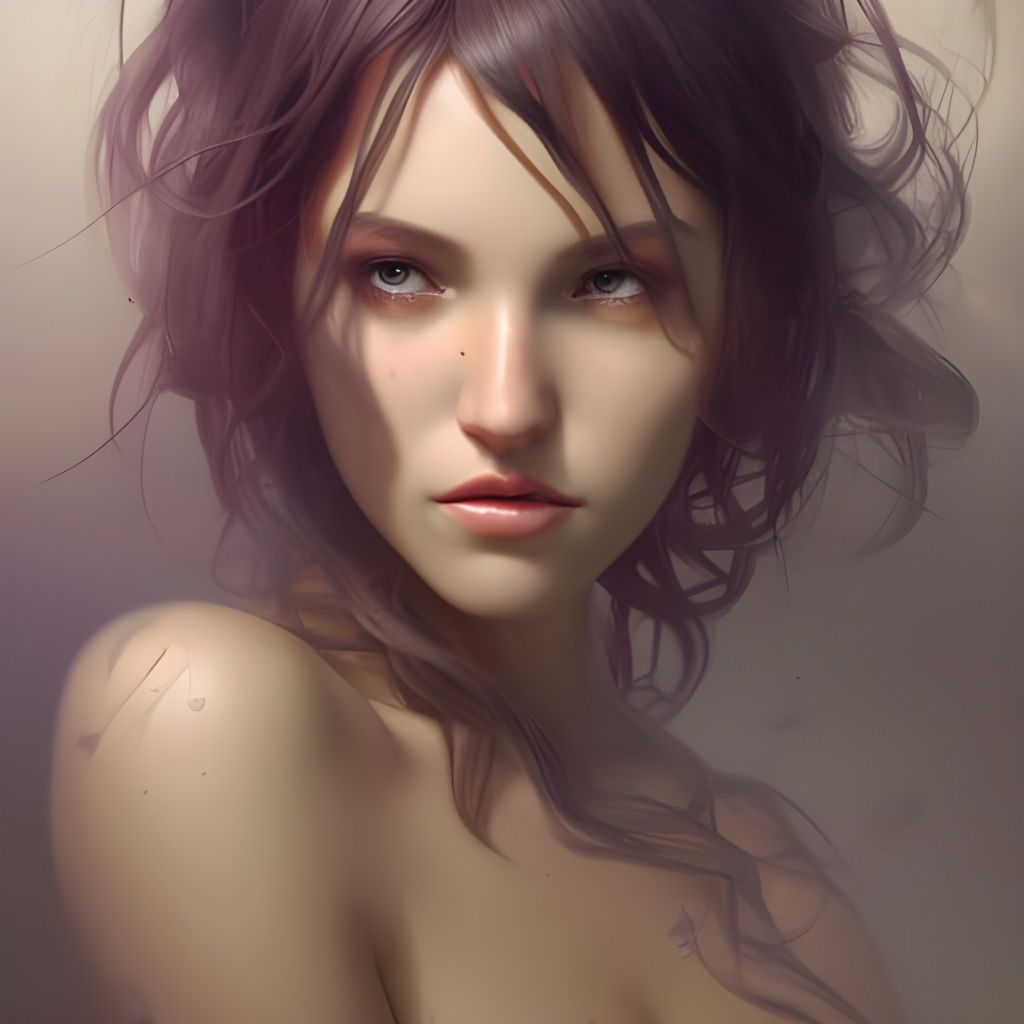 Marijuana Nymph Portrait in Art Nouveau Style