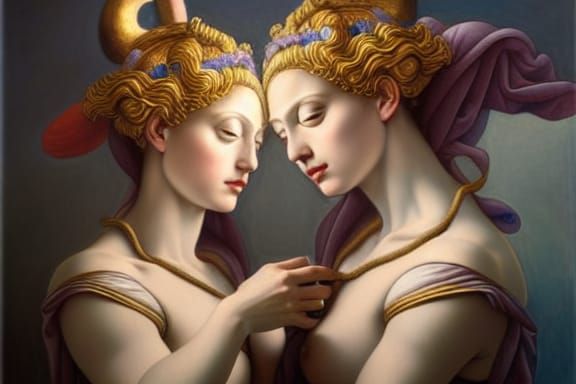 Asari Twin Goddesses in Renaissance Style