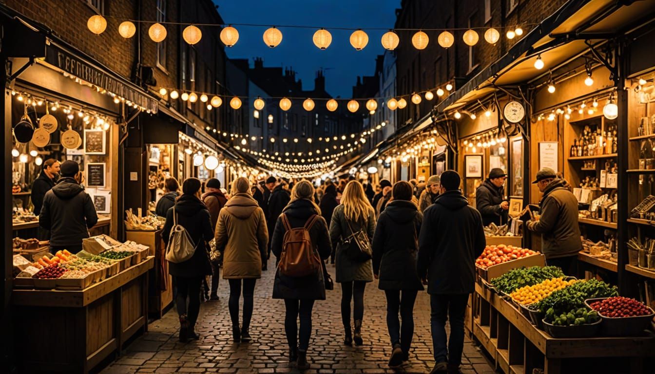Vibrant Night Market in an Ancient Alleyway