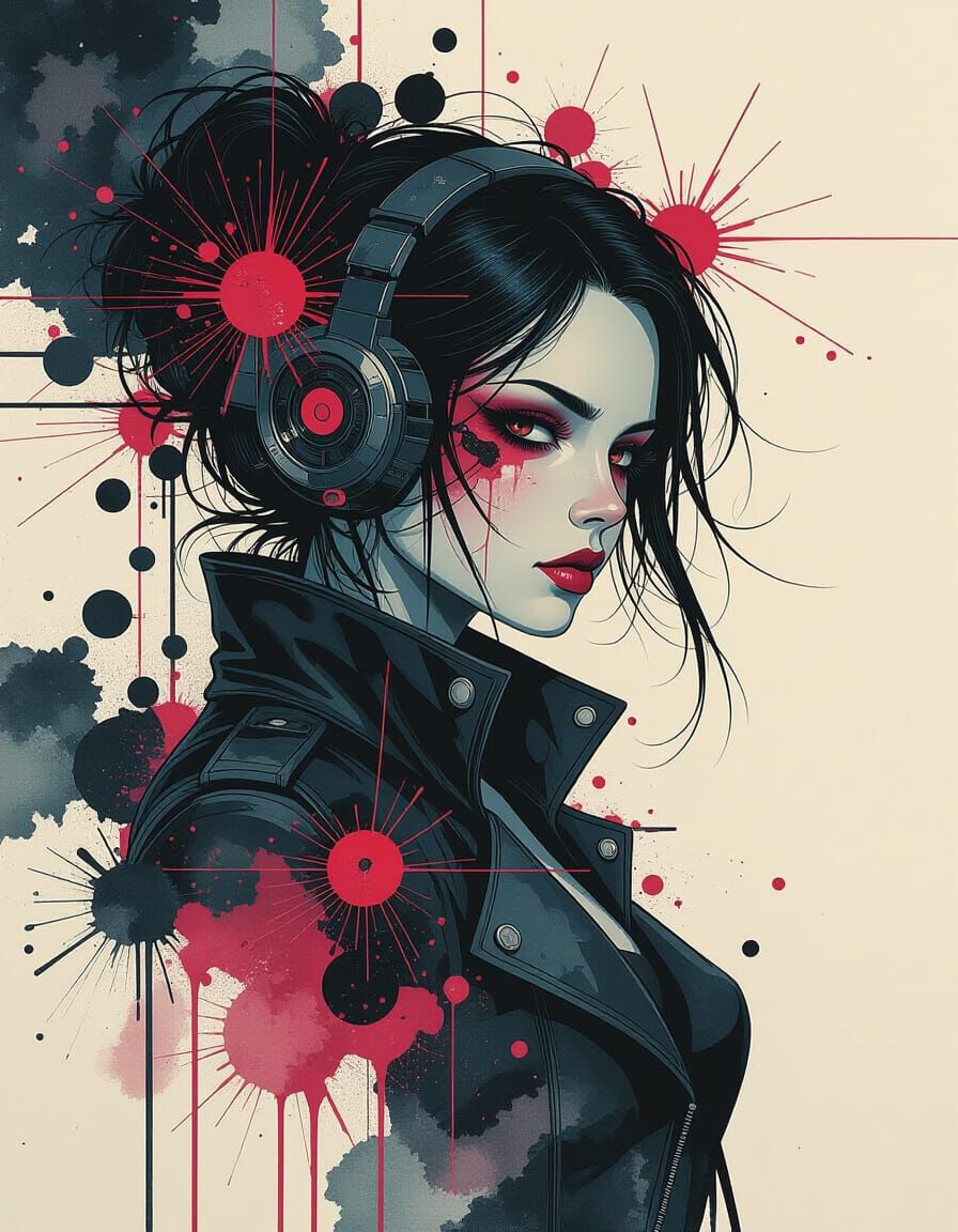 Goth Cyberpunk Scene: Chaos to Beauty in Collage