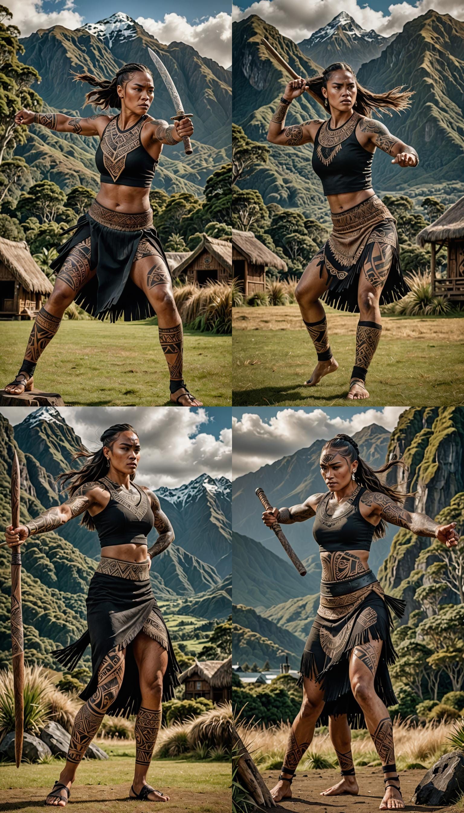 image of a young Maori Haka dancer in a powerful stance