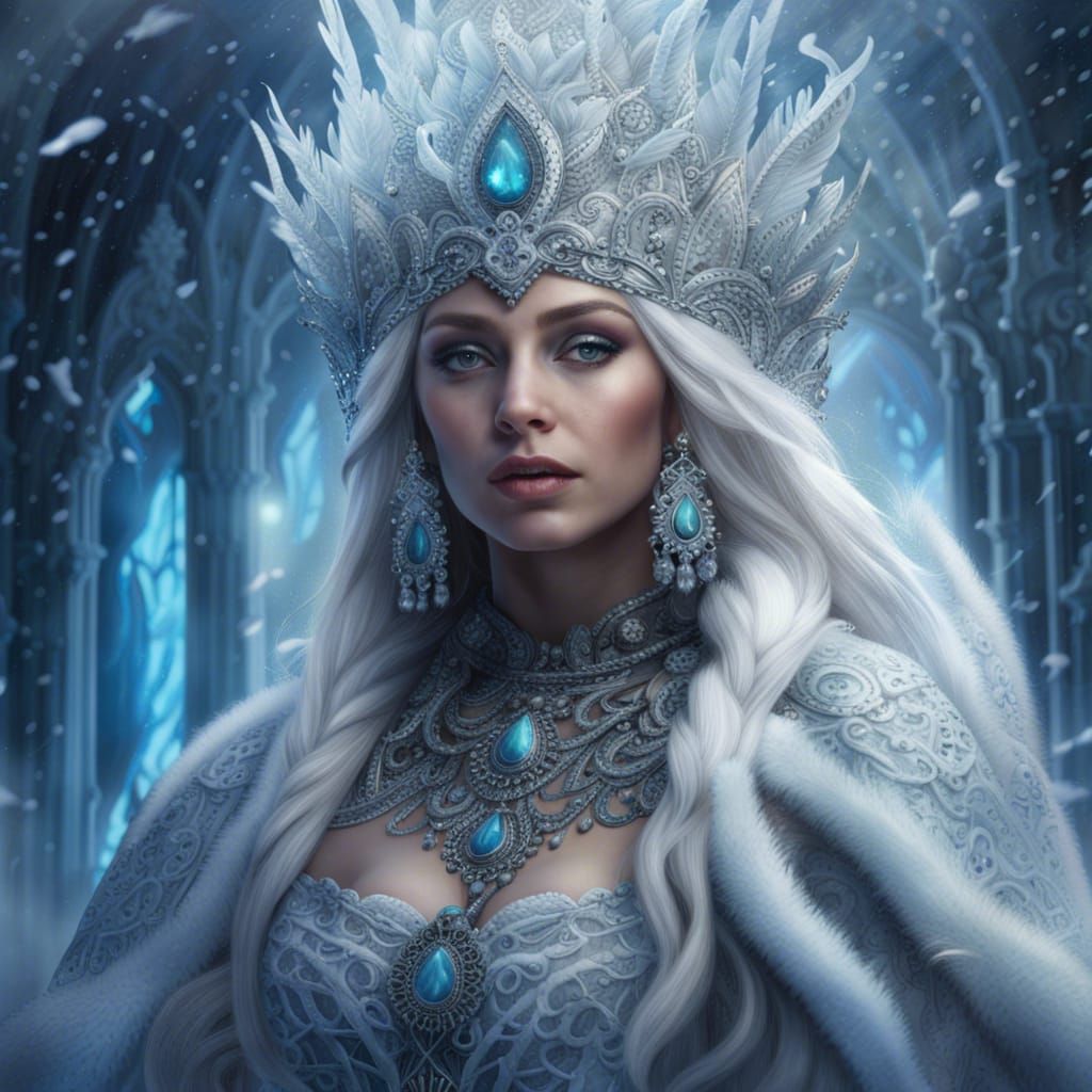 Majestic Snow Queen in Detailed Matte Painting