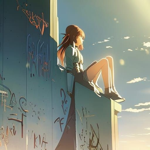 Punk Girl on Berlin Wall: Studio Ghibli Anime