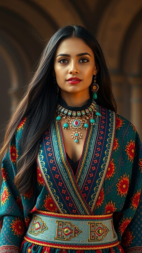 Moroccan Woman in Traditional-Futuristic Clothing