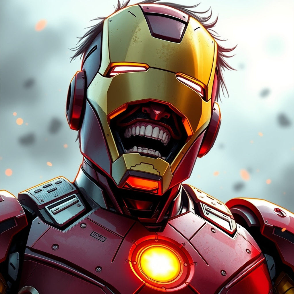 Iron Man Laughing: Stylized Comic Book Art