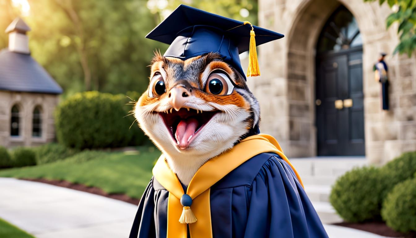Robin in Graduation Gown Smiling Proudly