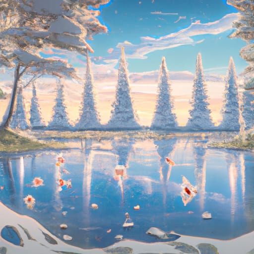 The lake iced over