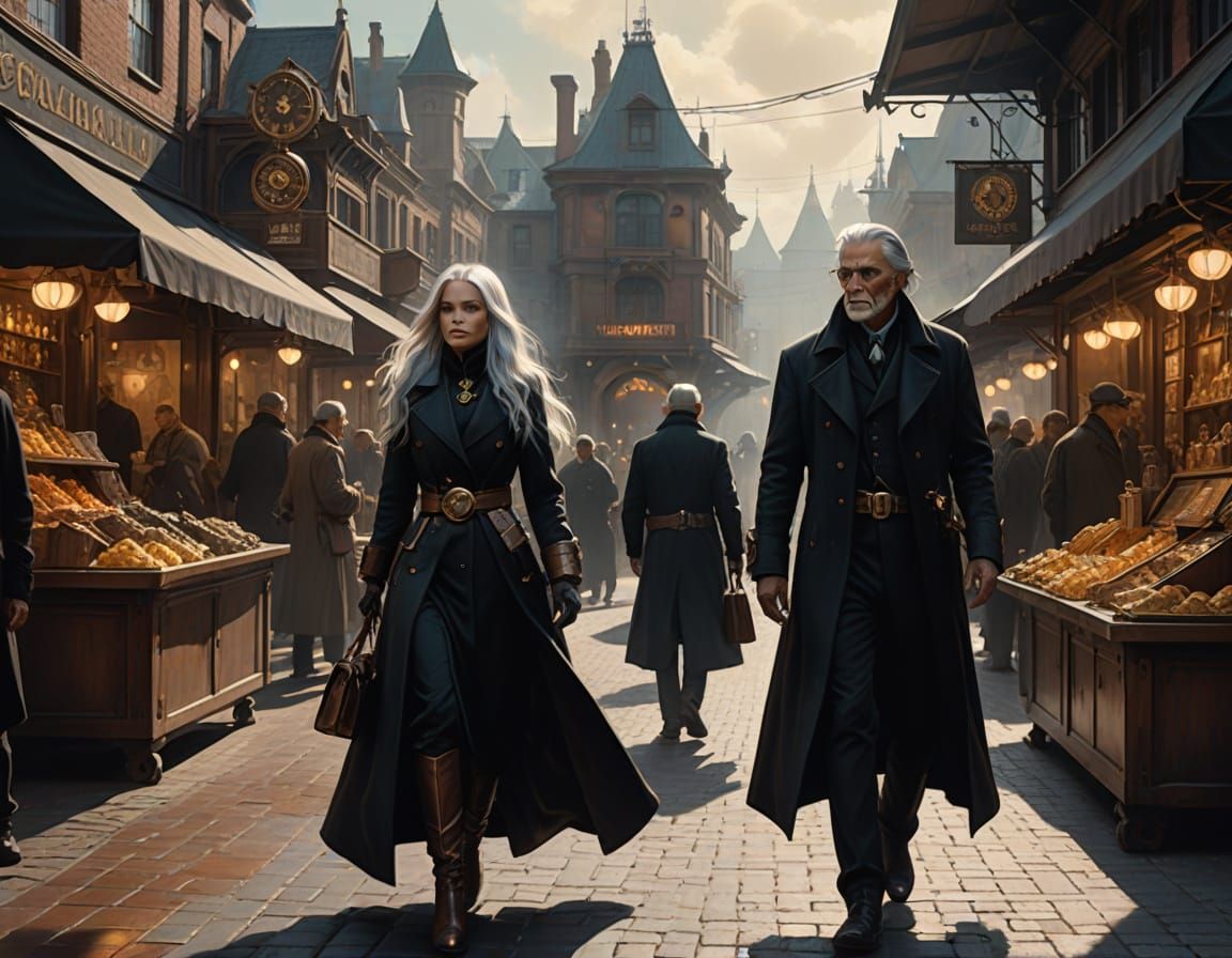 Steampunk Woman of Power Stands Beside Brooding Hero in Mark...