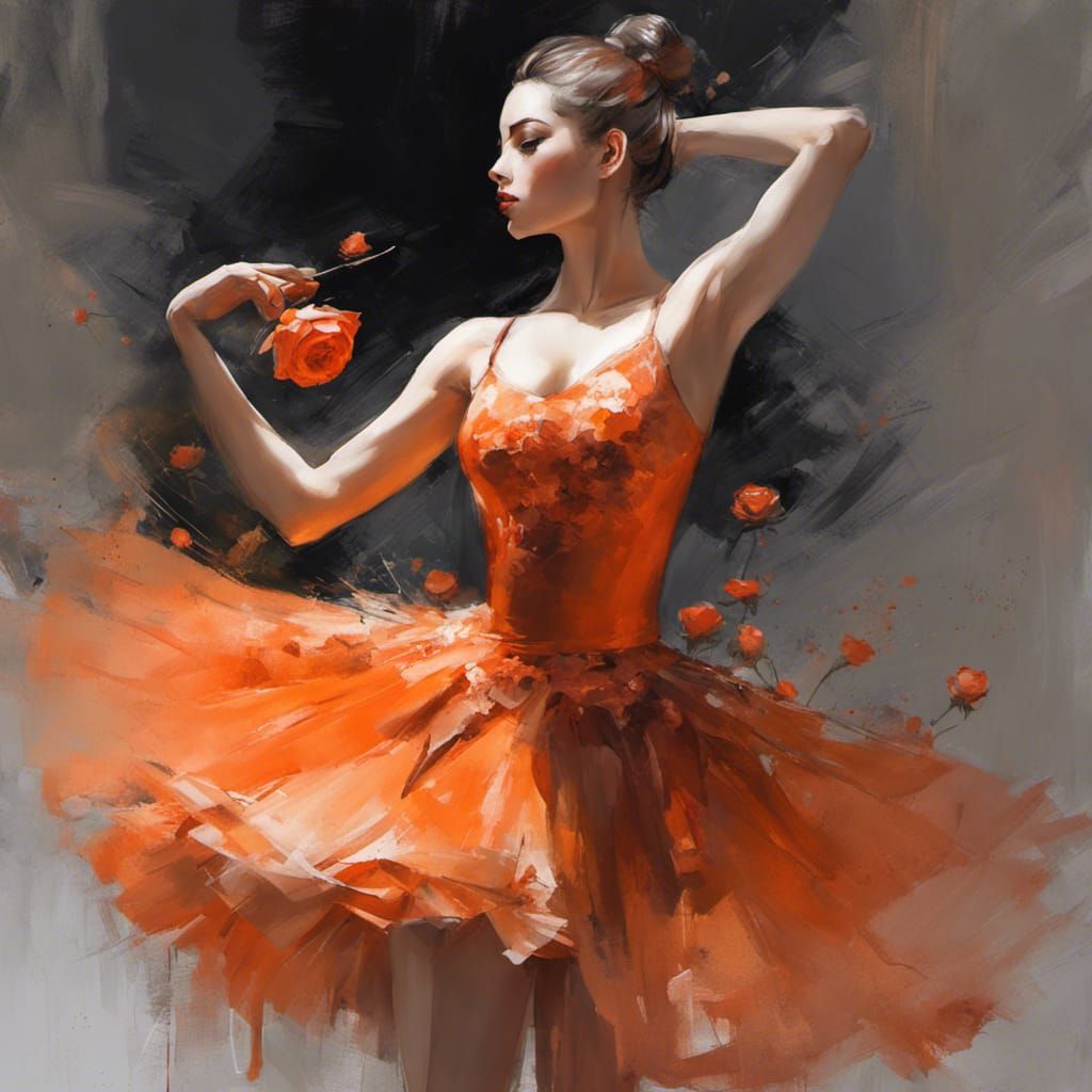 Graceful Ballerina in Watercolor Style with Roses