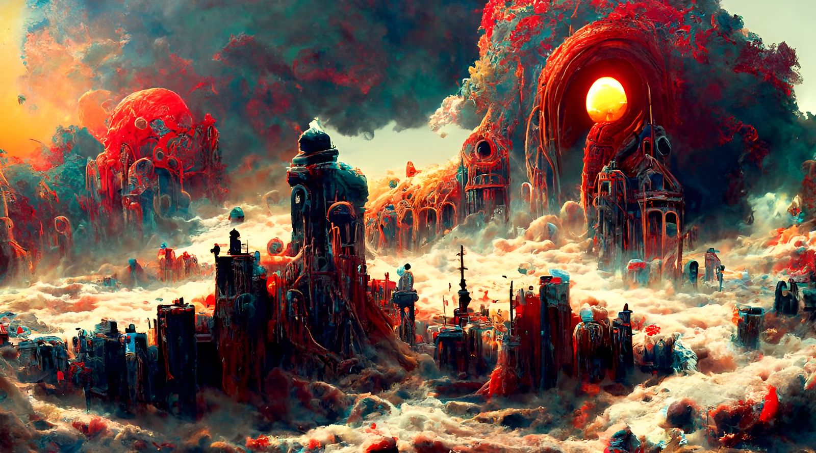 Burning Zombie City in Film Noir Style