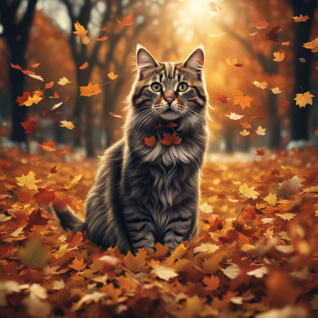 Cat's Autumn Adventure: A Digital Masterpiece