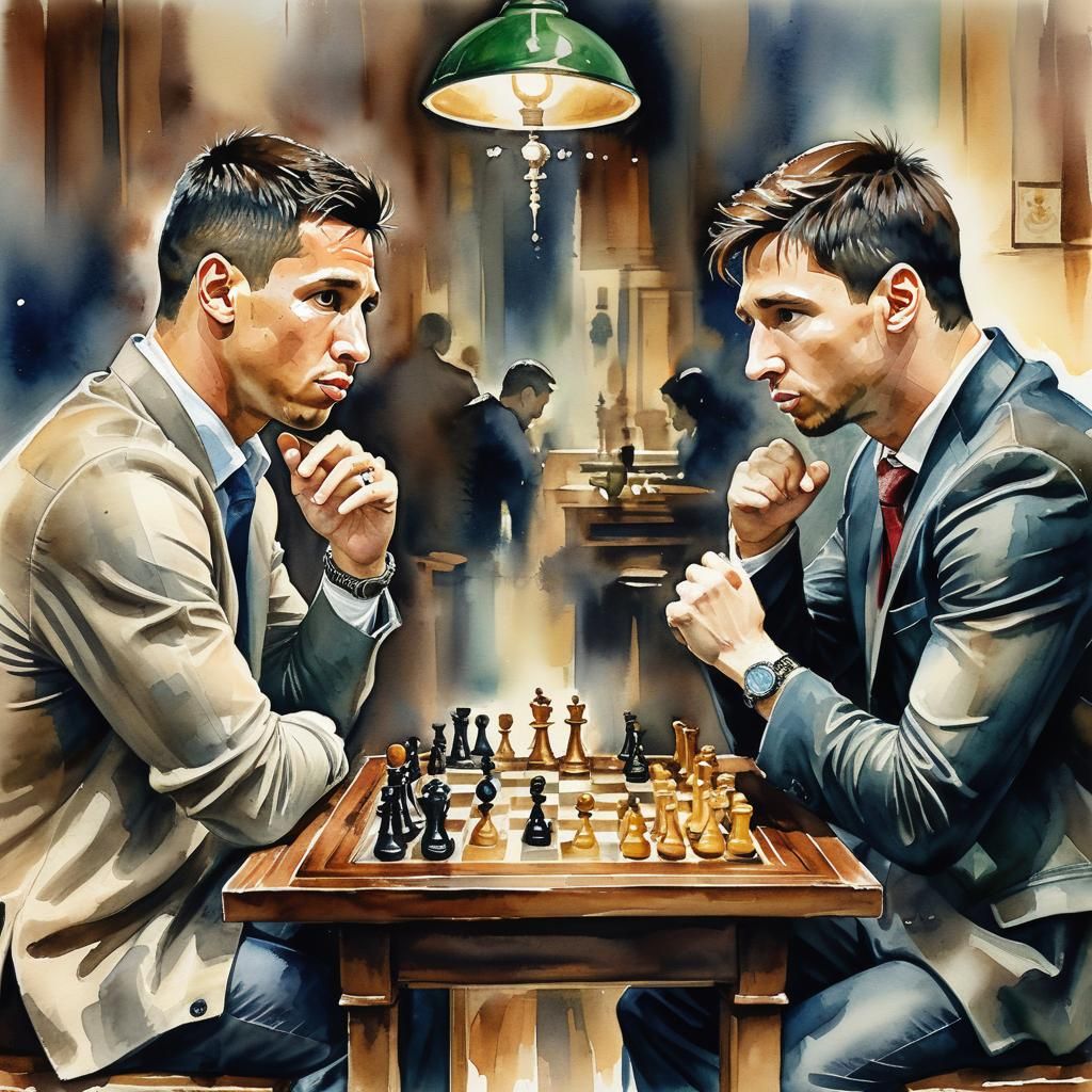 Ronaldo and Messi locked in a tense game of chess