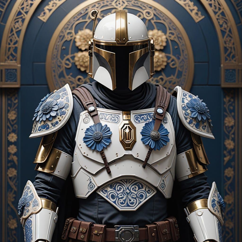 Ornate Mandalorian Armor with Floral Patterns