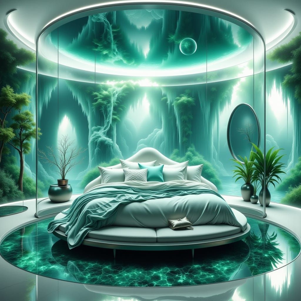 Ethereal Subaqueous Bedroom in Futuristic Style