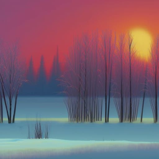 Frozen Lake Winter Landscape Photoillustration