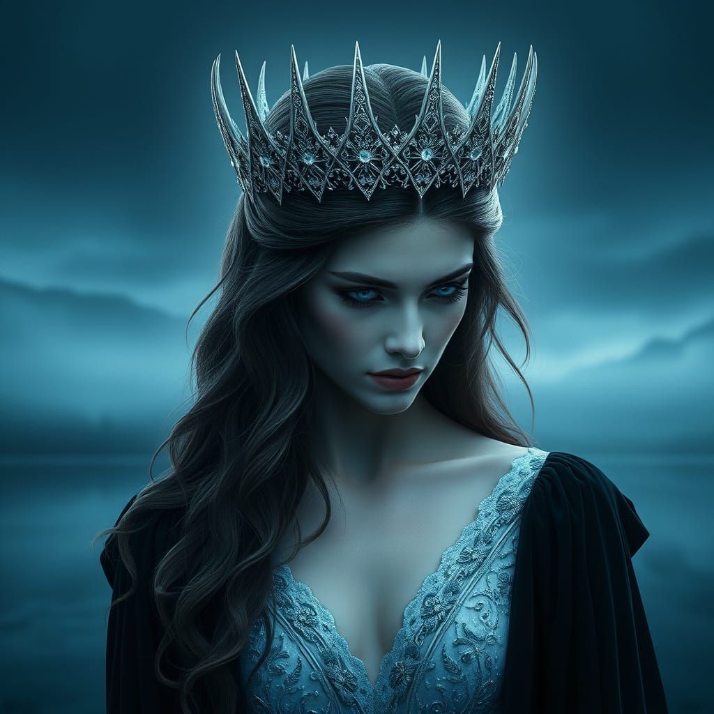 Vampire Queen's Moonlit Reflection: Dark Fantasy Art