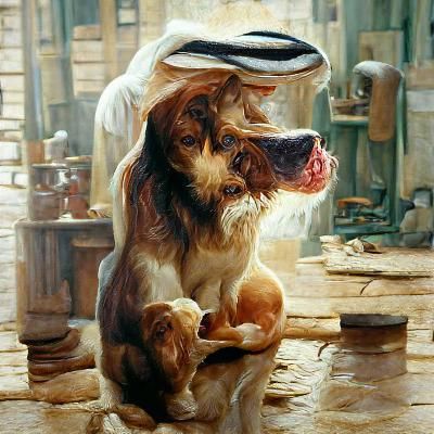 Cute Dog Portrait in Oil Painting Style