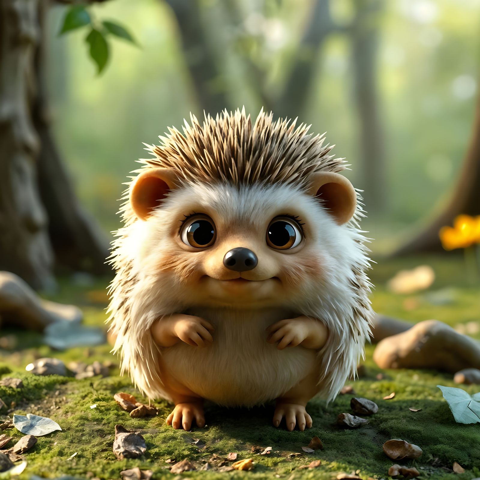 Enchanted Hedgehog in Whimsical Woodland