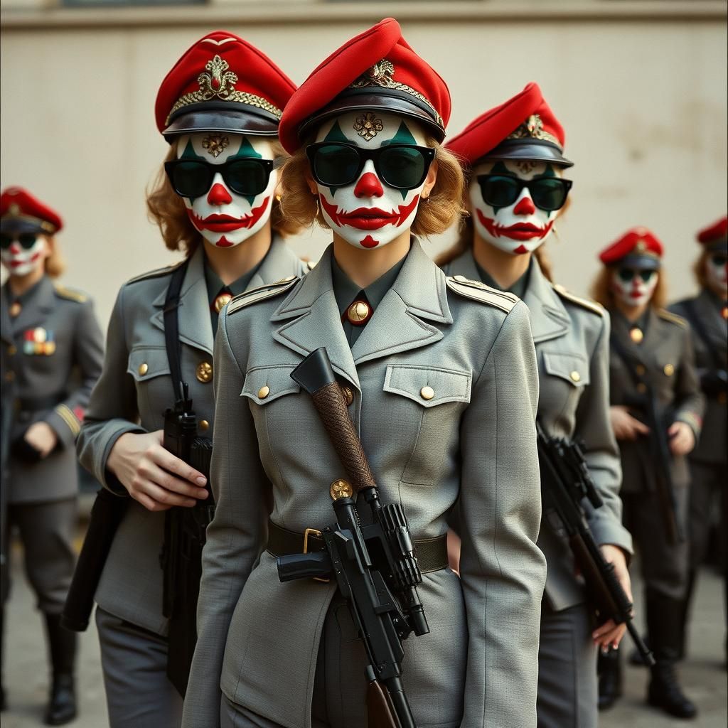 Clown Women in Military Uniforms: Cinematic Film