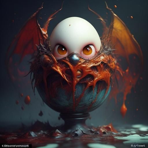 Adorable Devil Egg: Detailed Digital Illustration