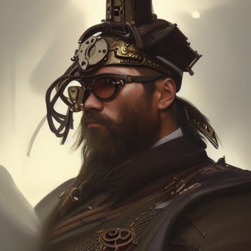 Steampunk Samurai Portrait in 8K Resolution