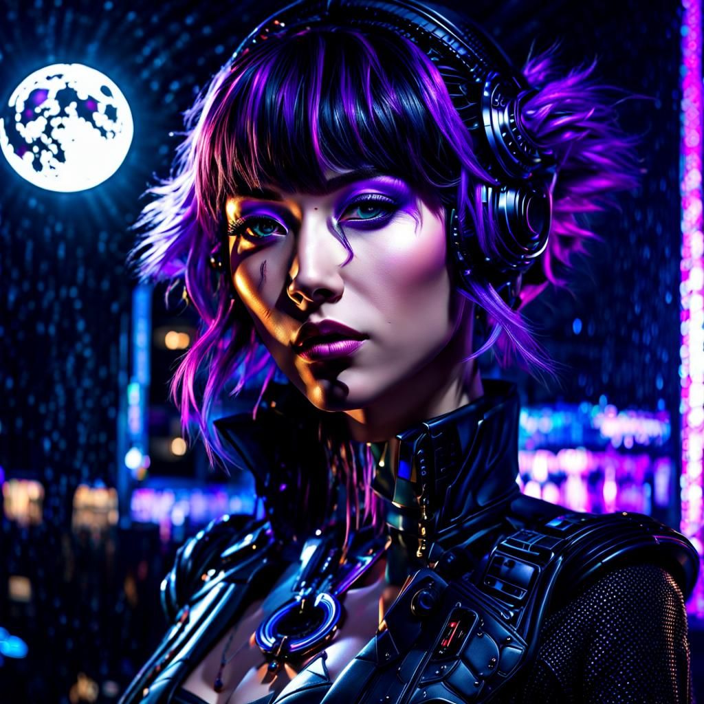 Purple Cyberpunk 💜 Moon Portrait 1