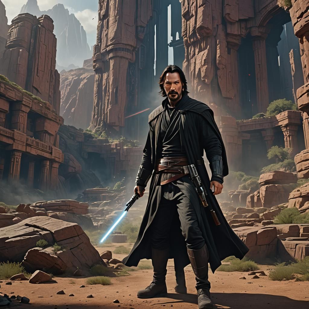 Keanu Reeves as Jedi Knight: Detailed Matte Painting