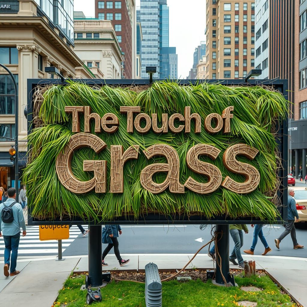 City Billboard Made from Woven Grass and Twigs