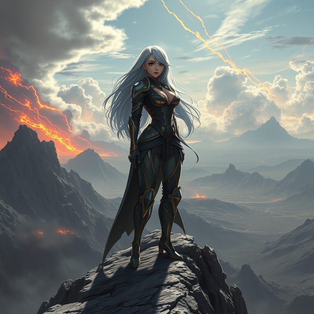 Futuristic Warrior Queen in Anime Style