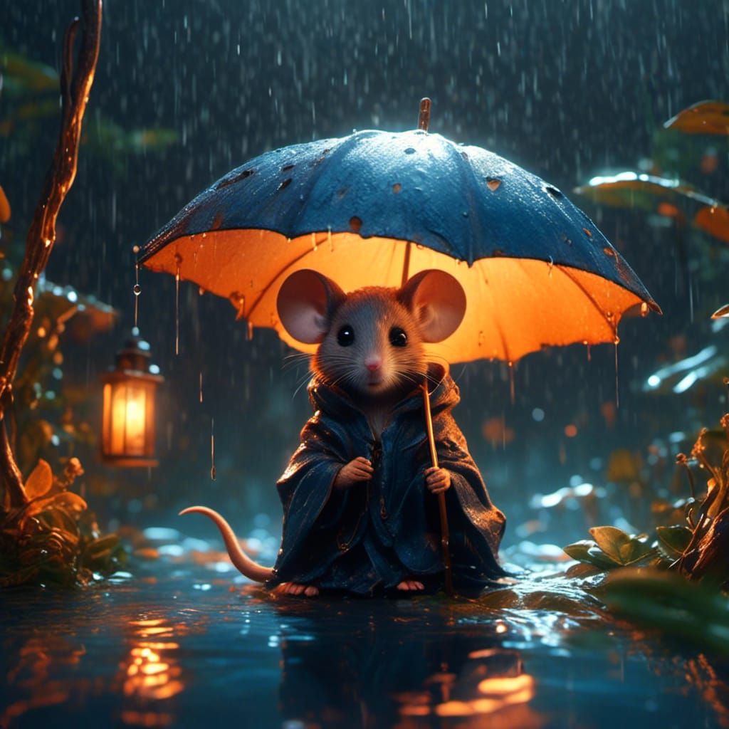 Mouse in Rainstorm: Fantasy Concept Art