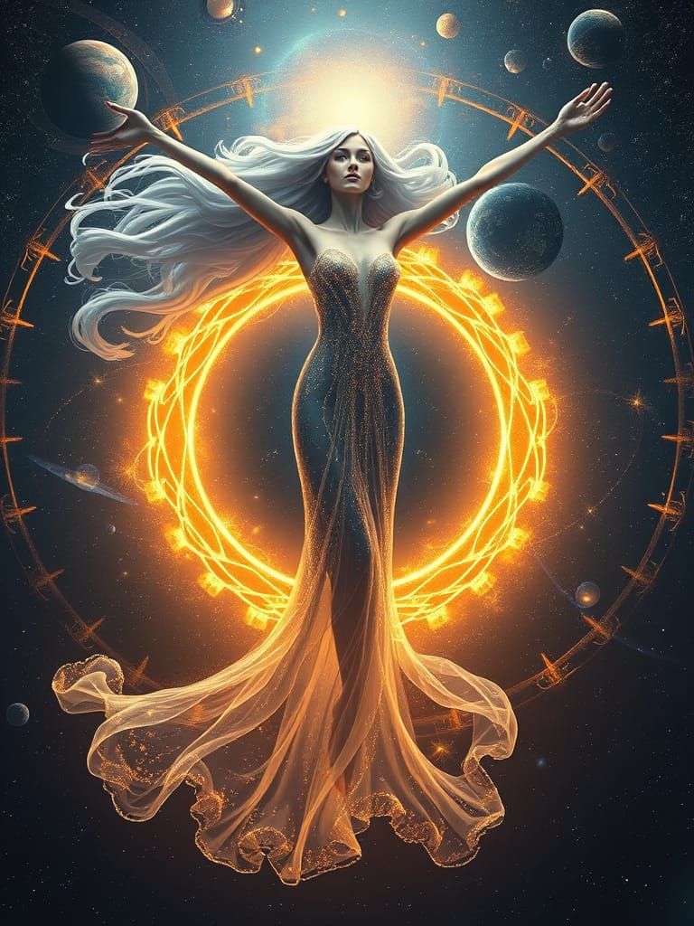 Ethereal Goddess of Infinity in Cosmic Harmony