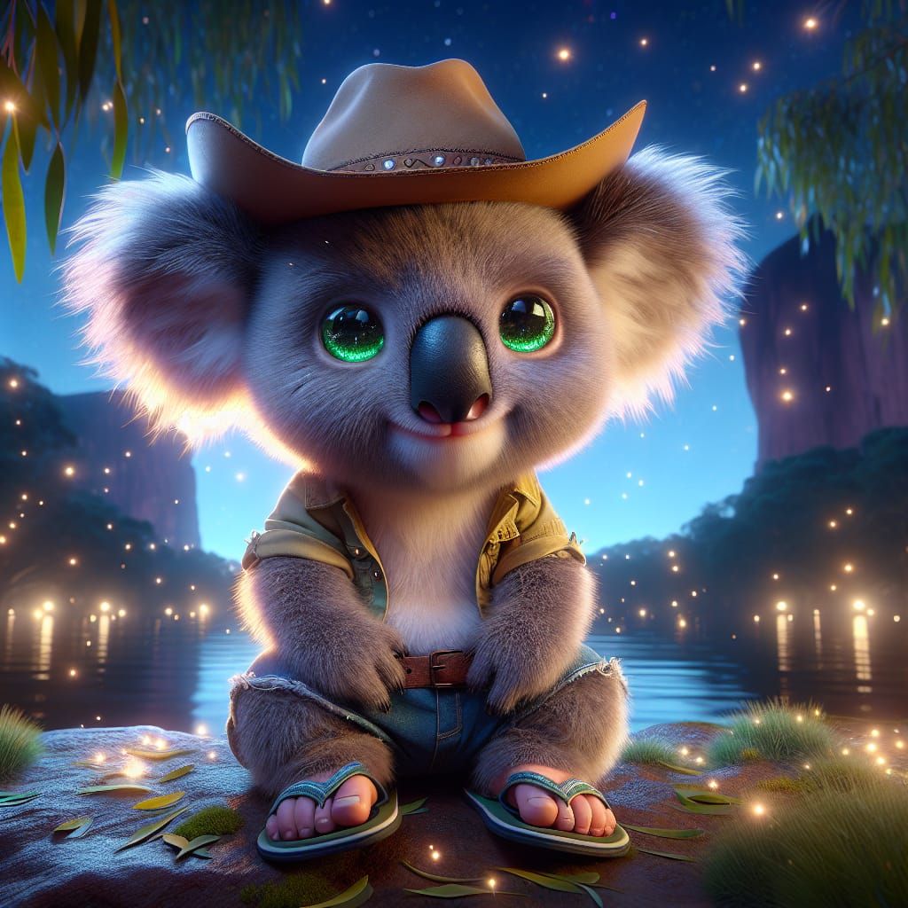 Koala Outback Australia wearing outback wear.