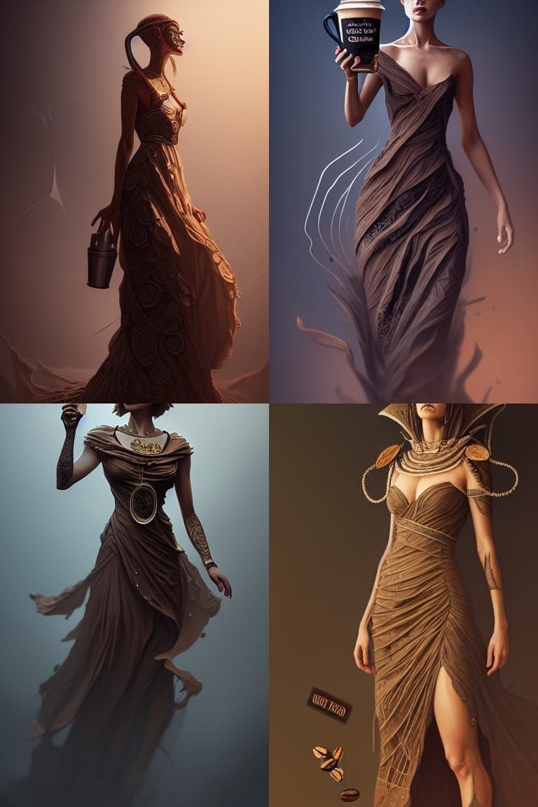 Coffee Dress: Detailed Digital Illustration