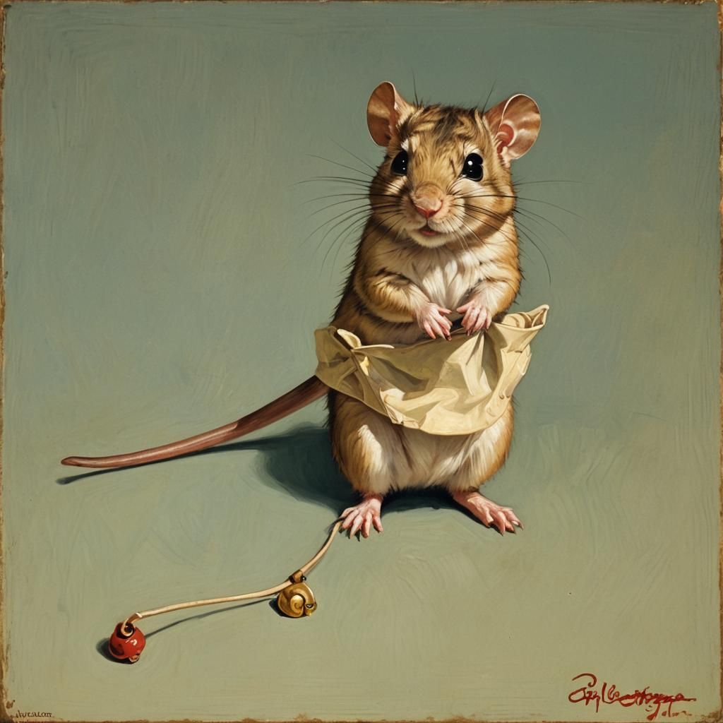 Baby Gerbil in Vintage Pin-Up Style
