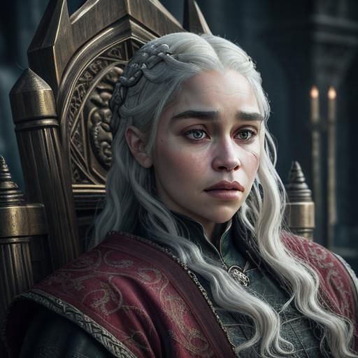 Daenerys Targaryen Portrait in Medieval Throne Room