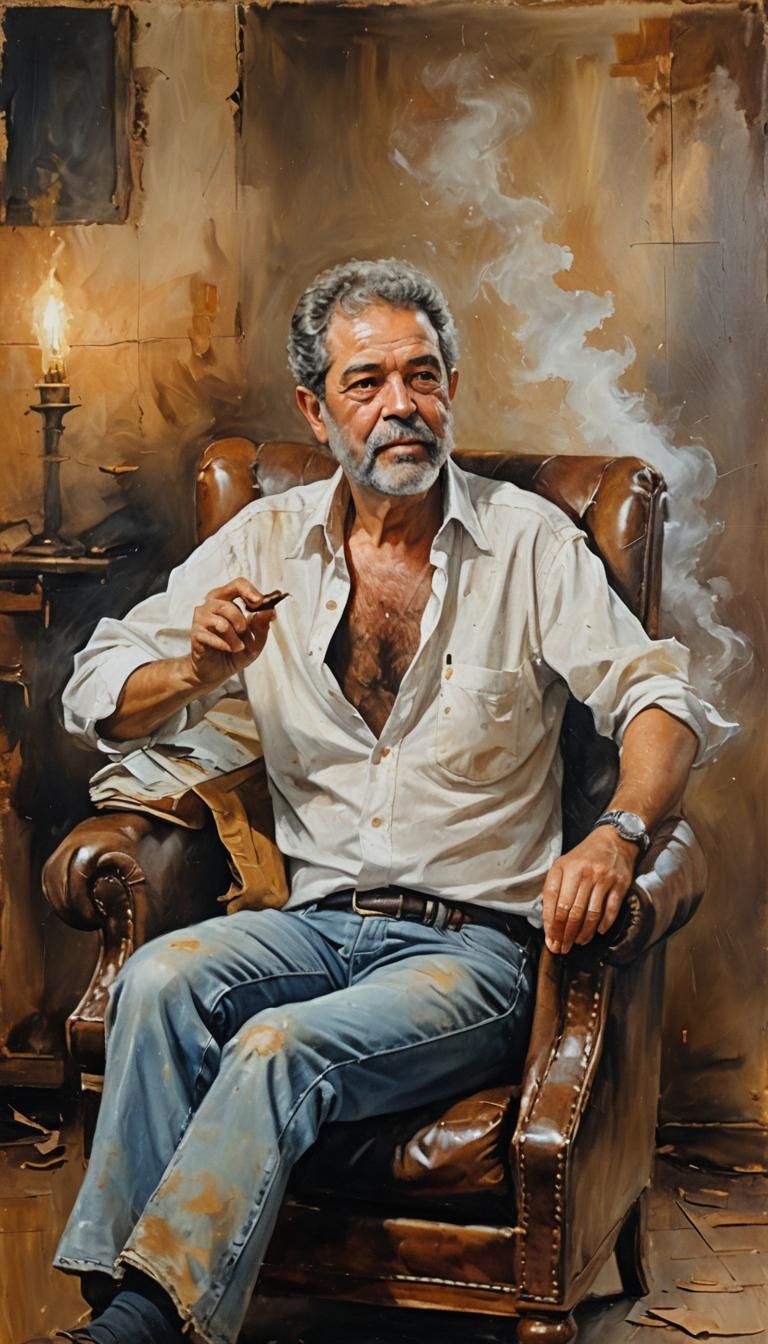 Realistic Oil Portrait of Lula in Brazilian Study