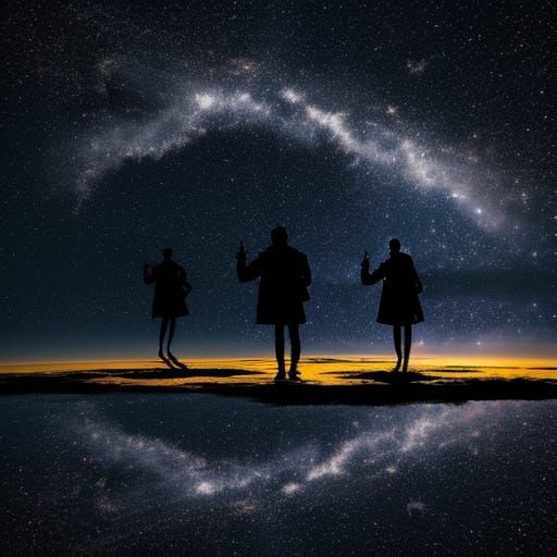 Glowing Night Sky Country Silhouettes