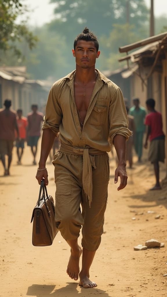 Ronaldo Walks a Bangladesh Village Street
