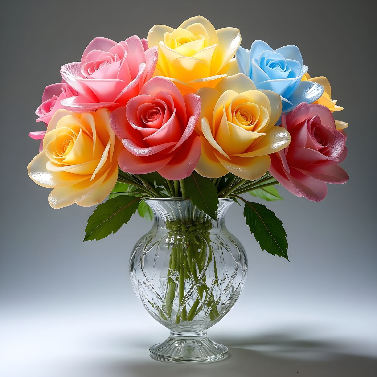 Vibrant Glass Roses in Elegant Vase