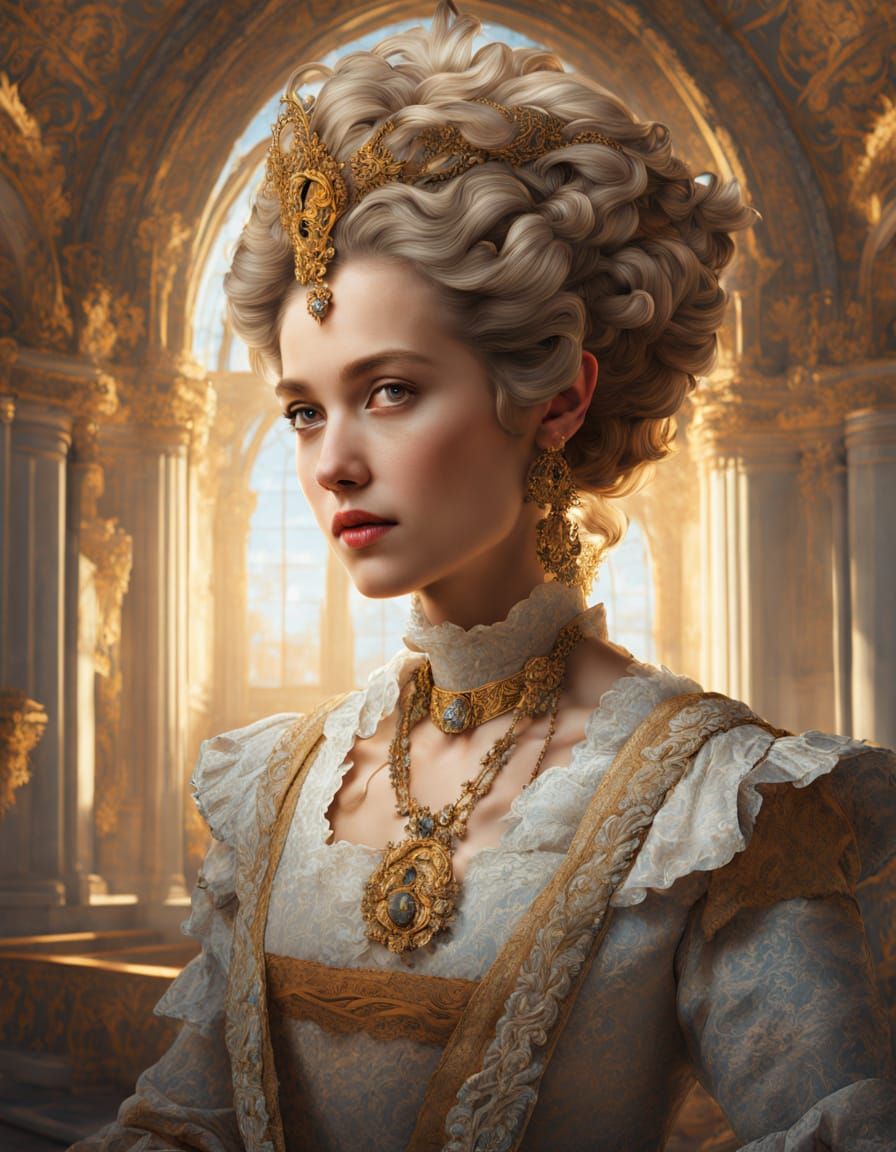 Baroque Portrait of a Lady in 18th-Century Attire